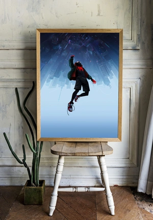 Человек-паук Майлз Моралес в полете над городом - 2