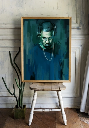 Задумчивый портрет Kanye West в синих тонах - 2