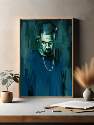 Задумчивый портрет Kanye West в синих тонах - 3