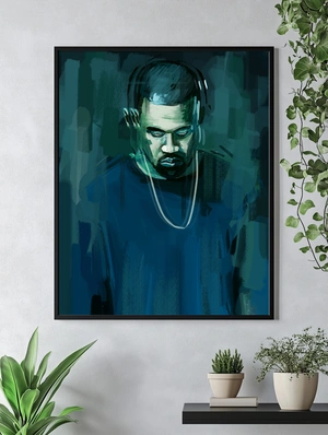 Задумчивый портрет Kanye West в синих тонах - 4