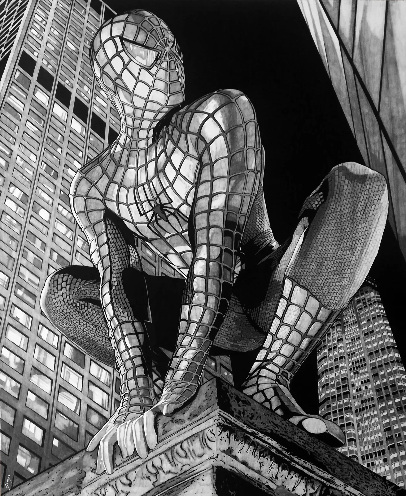 Человек паук в чёрно-белом стиле - 1