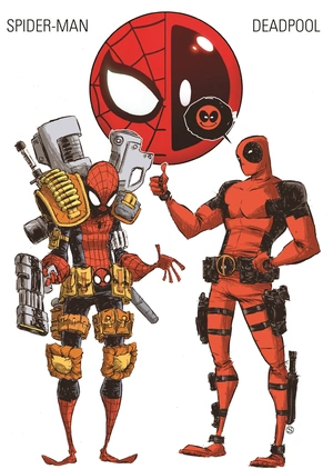 Комикс стиль Spider-Man и Deadpool в ярком исполнении - 1