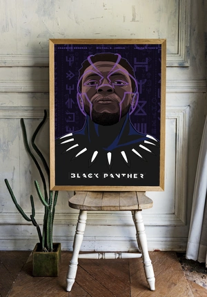 Чёрная Пантера в тёмных тонах и фиолетовых контурах - 2