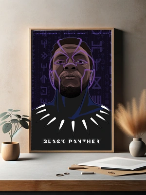 Чёрная Пантера в тёмных тонах и фиолетовых контурах - 3