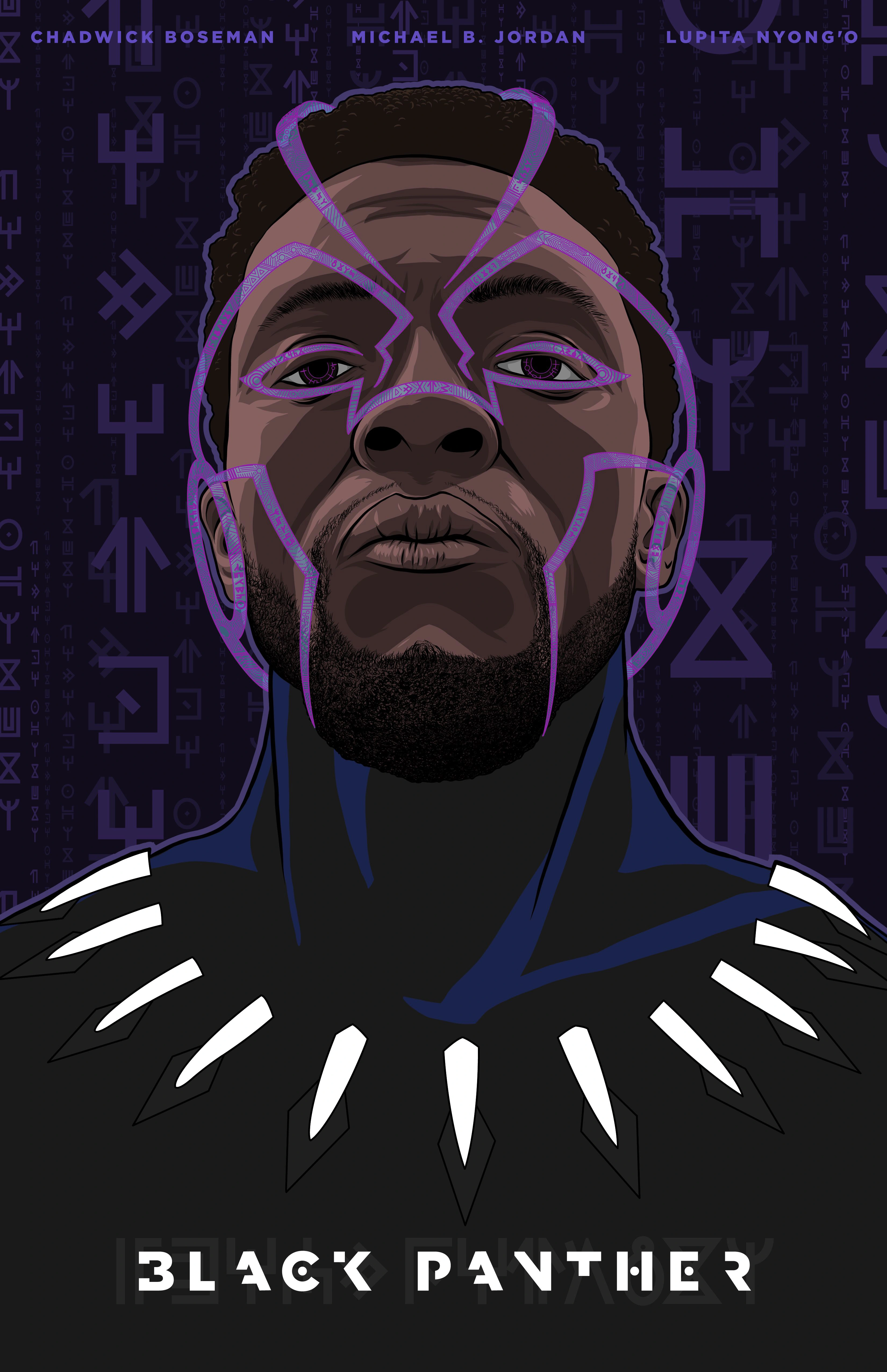 Чёрная Пантера в тёмных тонах и фиолетовых контурах - 1