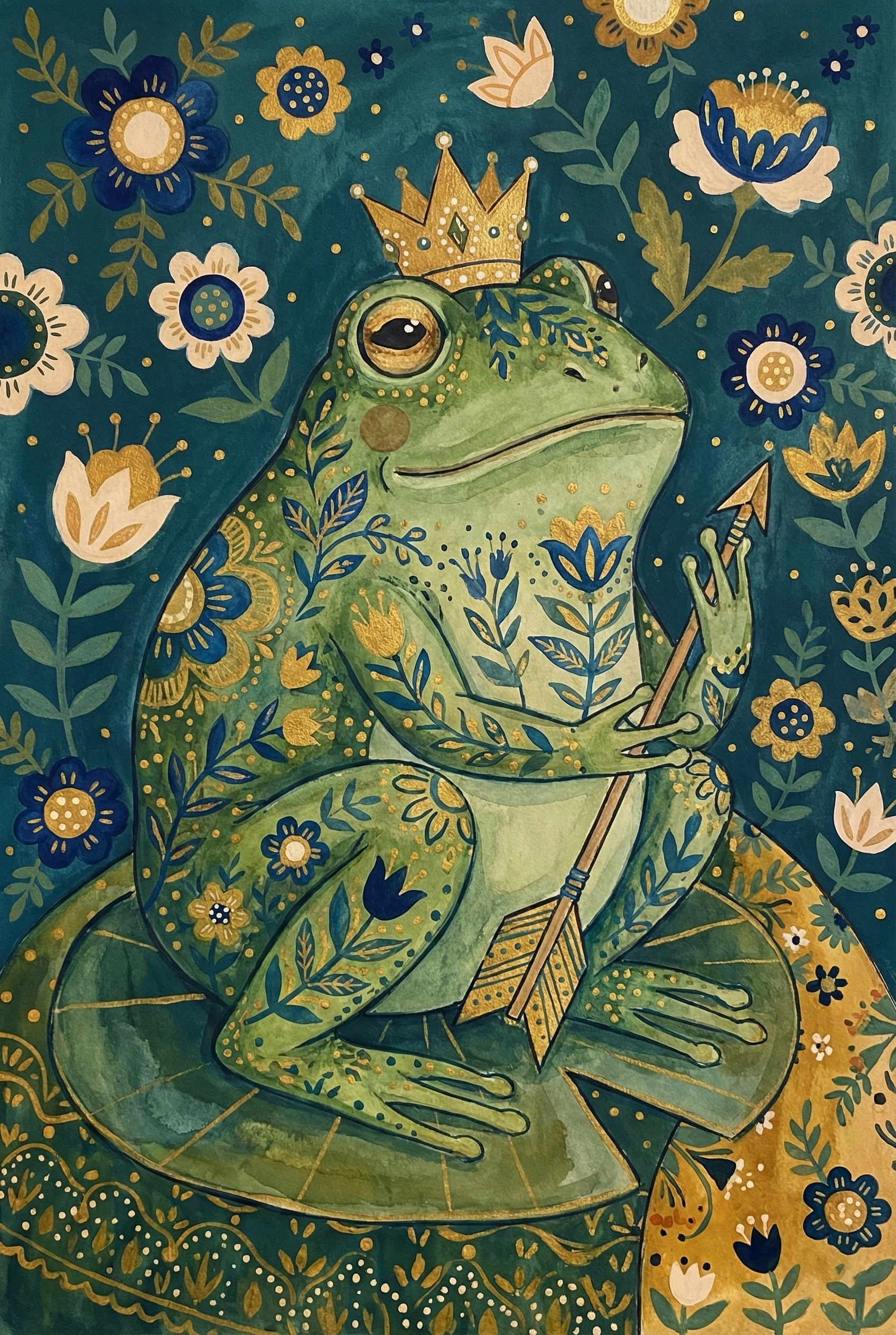 Царевна лягушка в цветочном орнаменте - 1