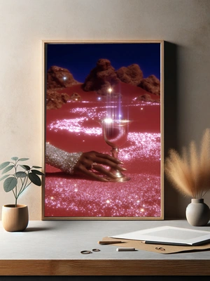 Сияющий кубок на розовом фоне - 3