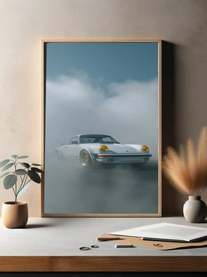 Классический Porsche в облаках тумана - 3