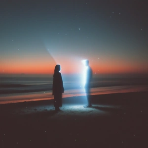 Светящиеся силуэты на фоне заката - 1