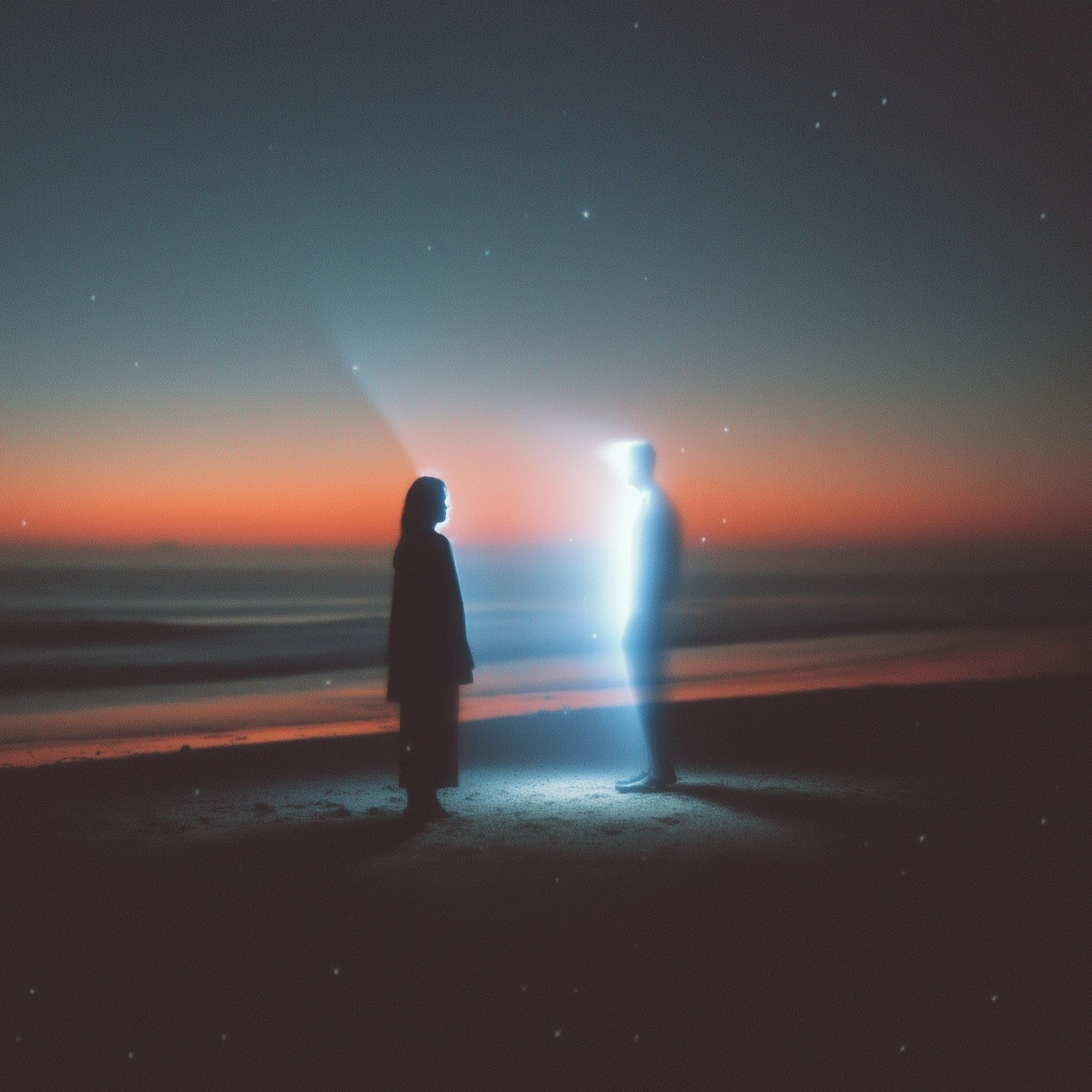 Светящиеся силуэты на фоне заката - 1