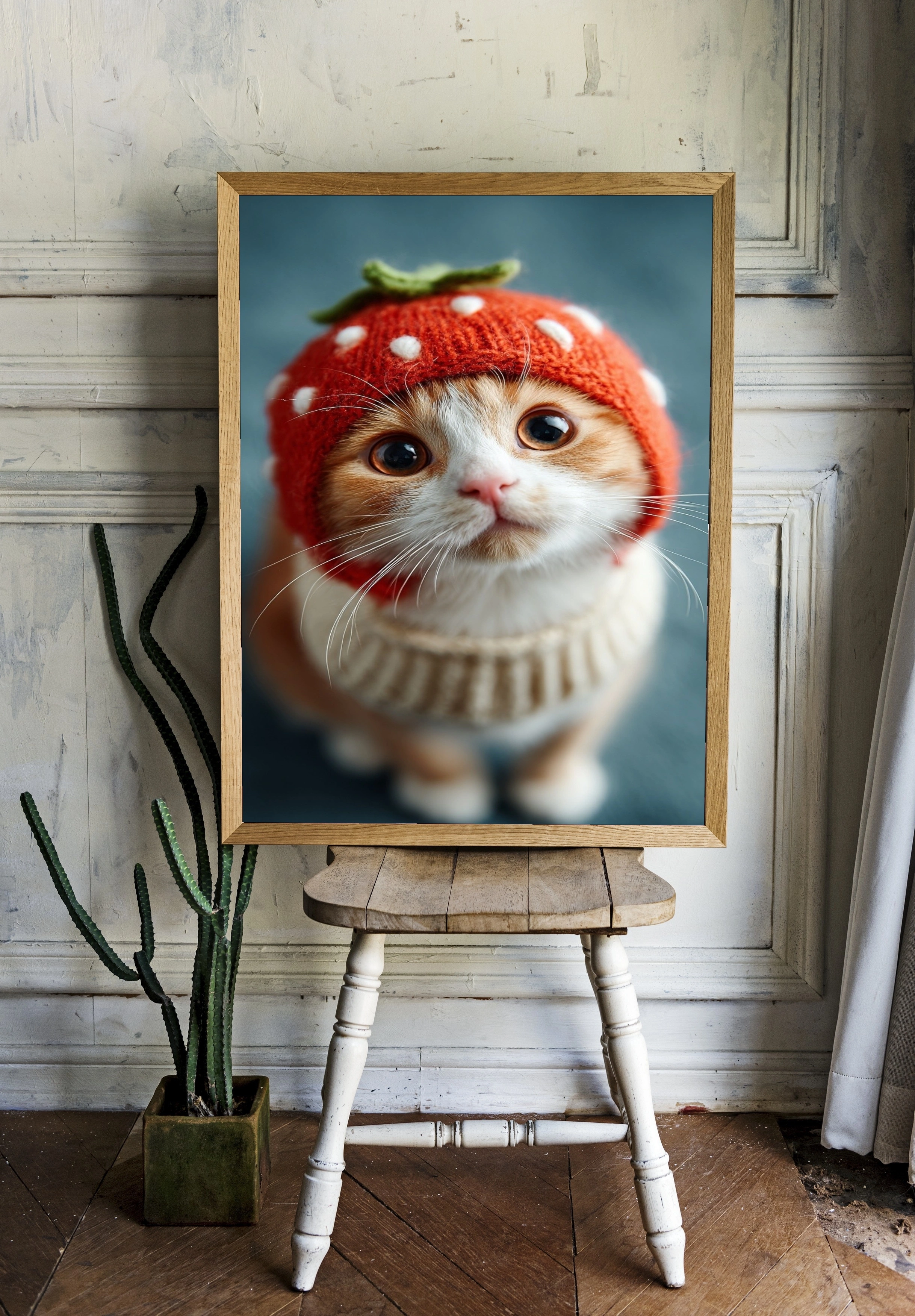 Очаровательный котенок в клубничной шапке - 2