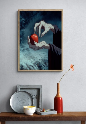 Загадочная рука с красным яблоком - 4