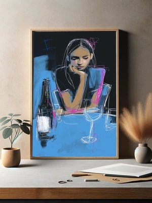 Эмоциональный портрет девушки за столом - 3