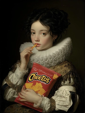 Классика и современность: девушка с Cheetos - 1