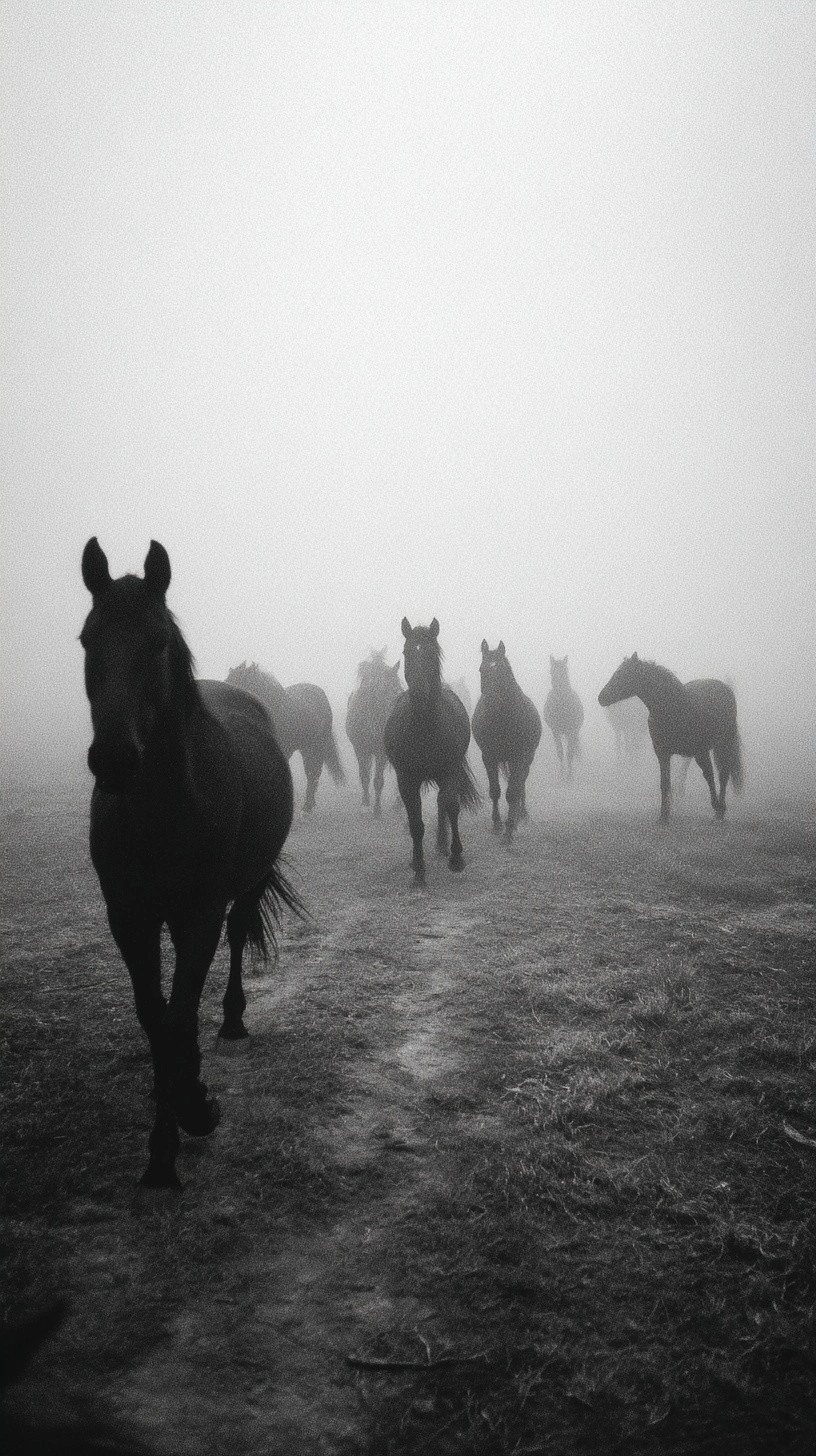 Стаи лошадей в тумане - 1
