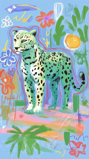 Яркий абстрактный леопард на фоне природы - 1