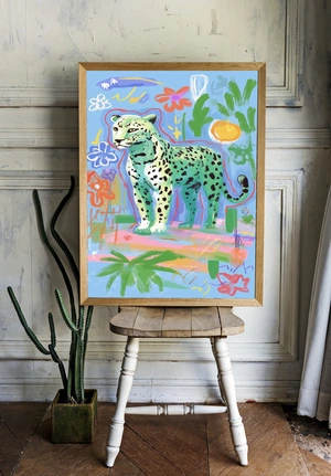 Яркий абстрактный леопард на фоне природы - 2