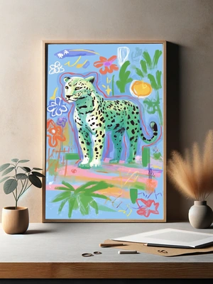 Яркий абстрактный леопард на фоне природы - 3