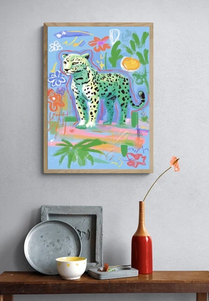 Яркий абстрактный леопард на фоне природы - 4