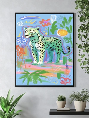 Яркий абстрактный леопард на фоне природы - 5