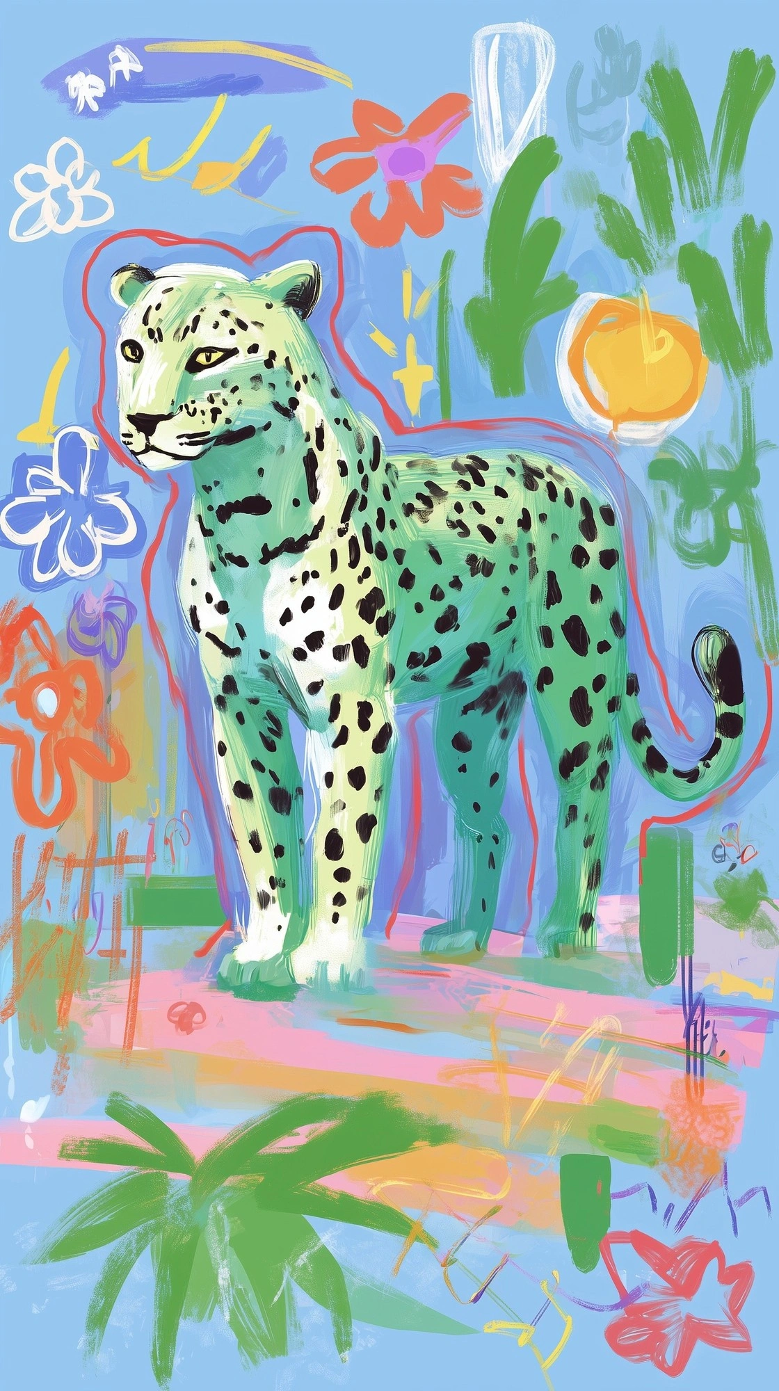 Яркий абстрактный леопард на фоне природы - 1