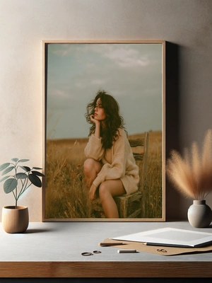 Девушка в свитере на фоне природы - 3