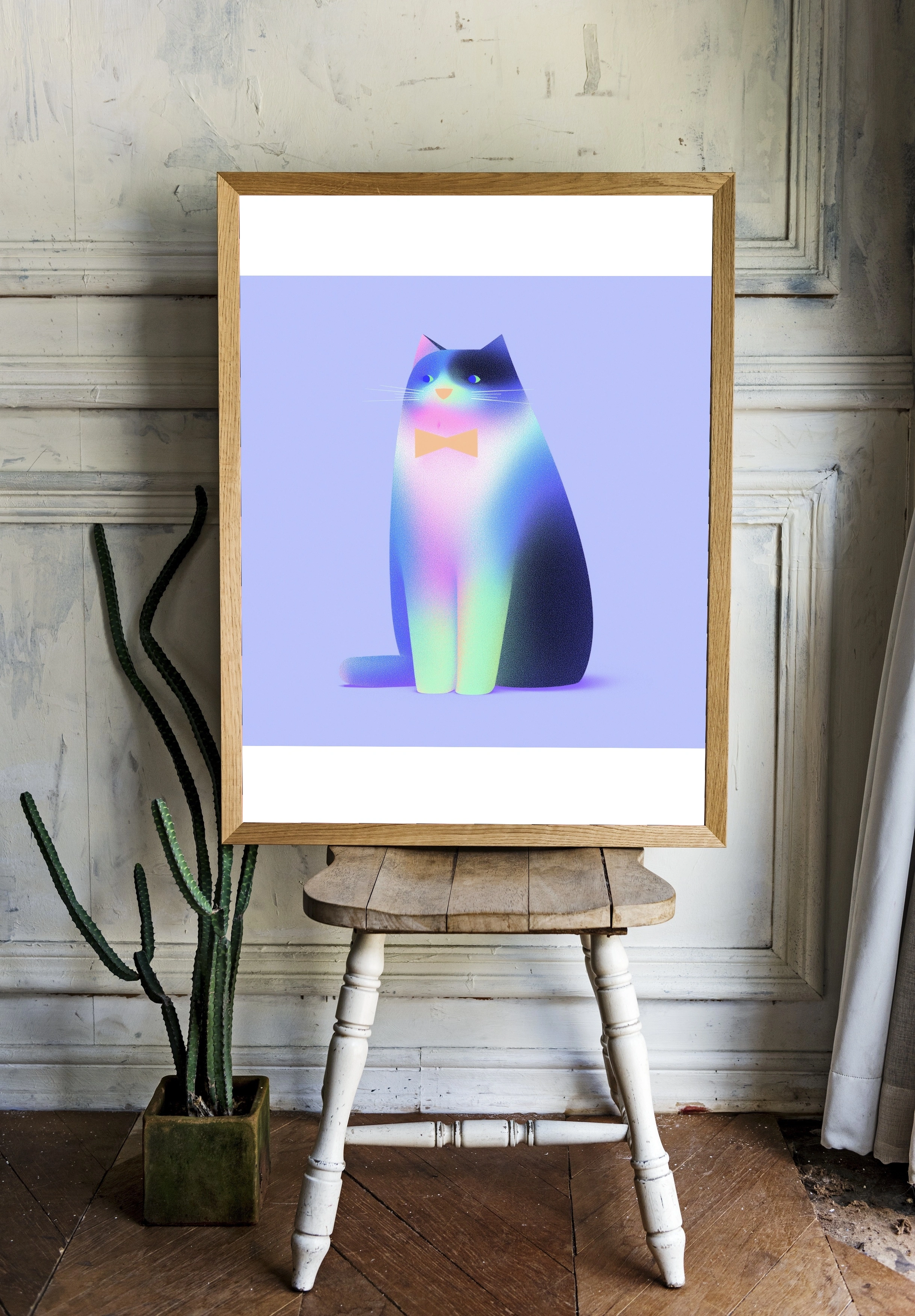 Элегантный кот в галстуке на пастельном фоне - 2