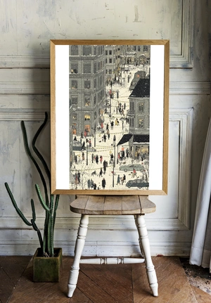 Зимний городской пейзаж с людьми и снегом - 2