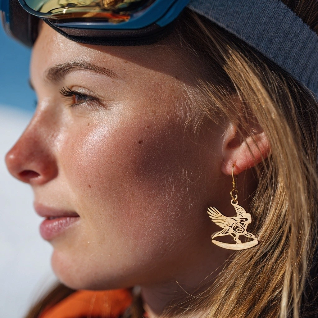 Элегантные золотые серьги с изображением птицы - 1