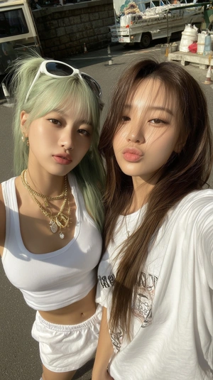 Яркое летнее селфи двух подруг - 1