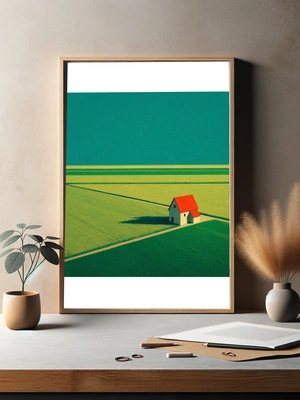 Минималистичный дом на фоне зелёных полей - 3