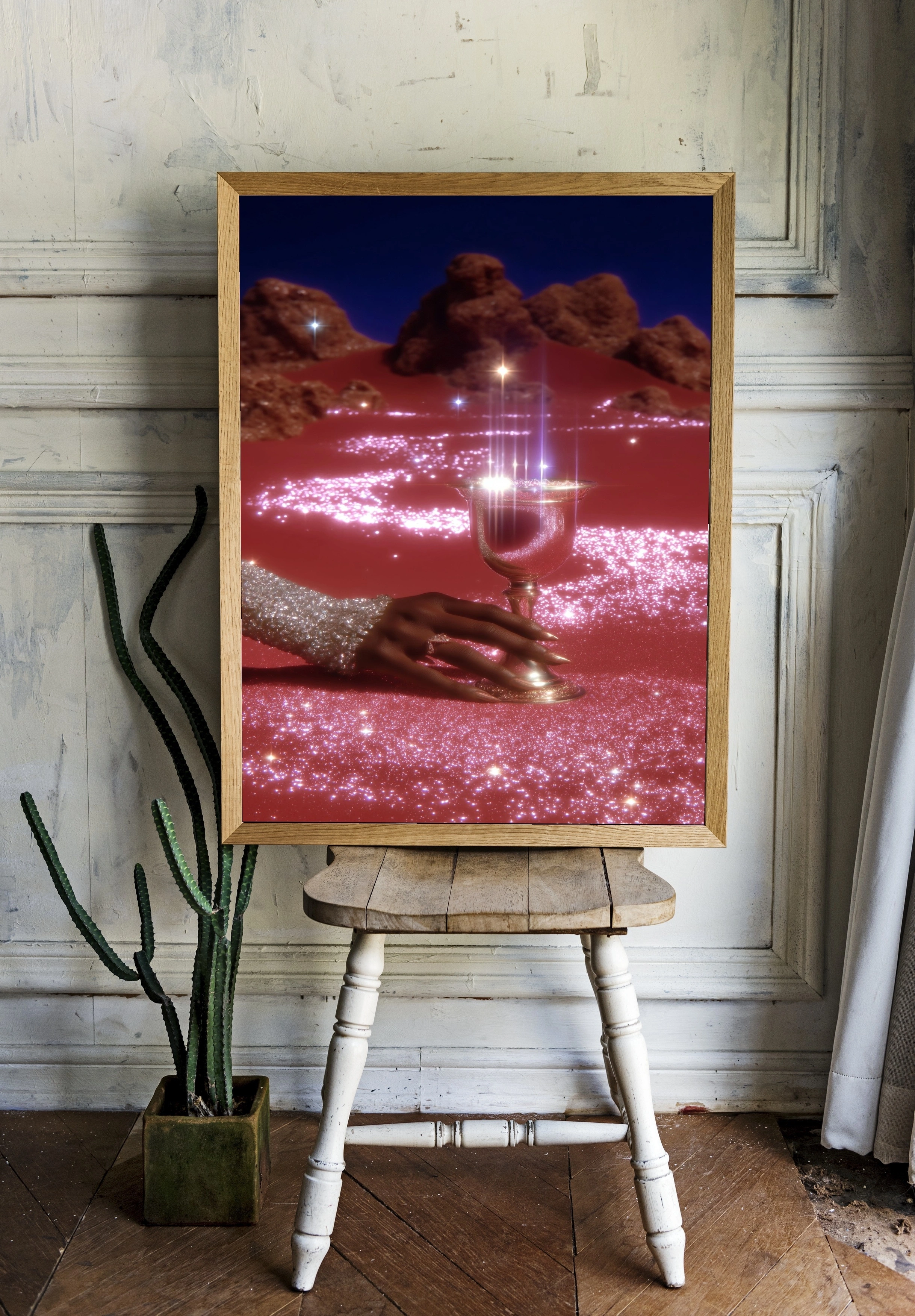 Сияющий кубок на розовом фоне - 2