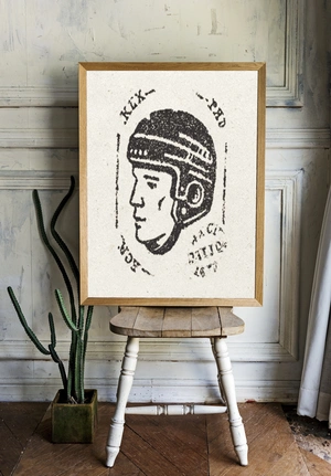 Ретро-иллюстрация хоккеиста в шлеме - 2