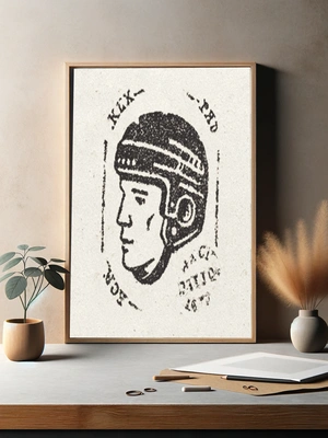 Ретро-иллюстрация хоккеиста в шлеме - 3