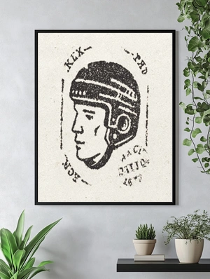 Ретро-иллюстрация хоккеиста в шлеме - 5