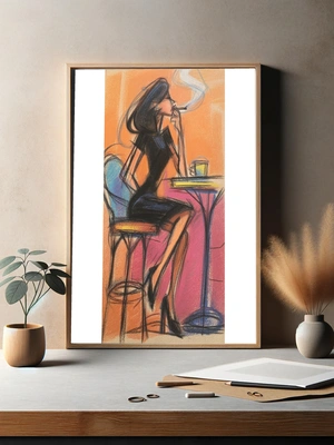 Элегантная женщина с сигаретой в кафе - 3