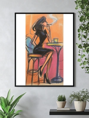 Элегантная женщина с сигаретой в кафе - 5