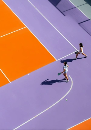 Динамика игры на ярком теннисном корте - 1