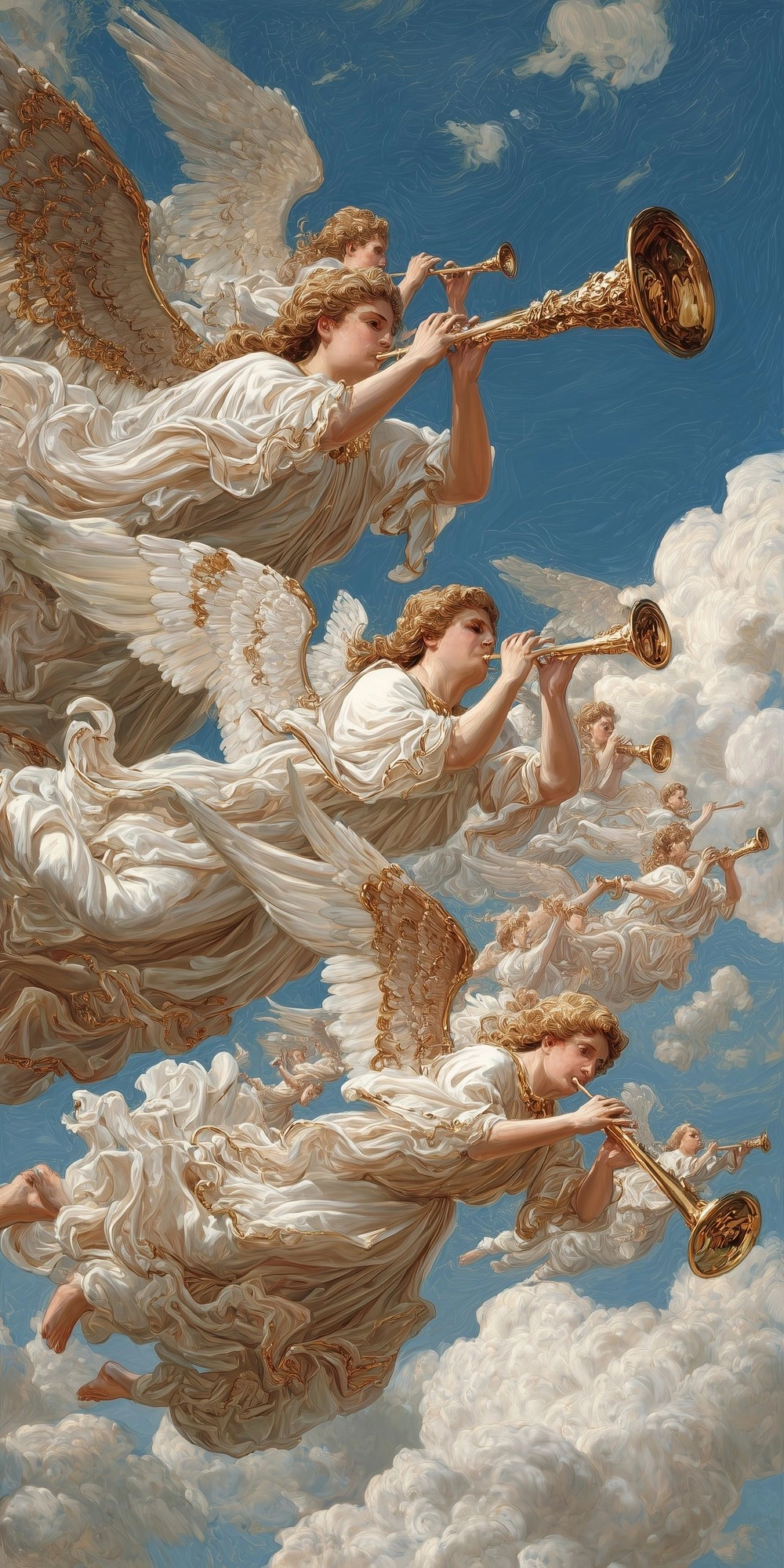 Ангелы с трубами на фоне небес - 1