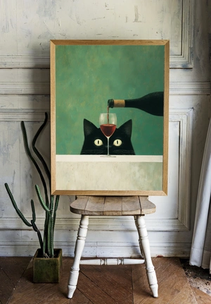 Кот с бокалом красного вина - 2