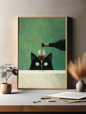 Кот с бокалом красного вина - 3