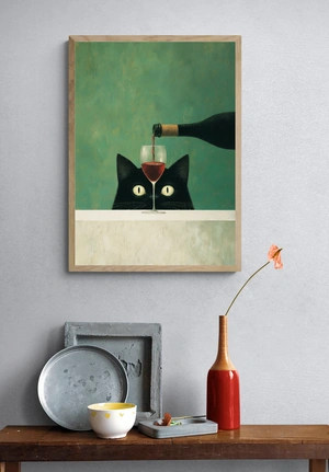 Кот с бокалом красного вина - 4