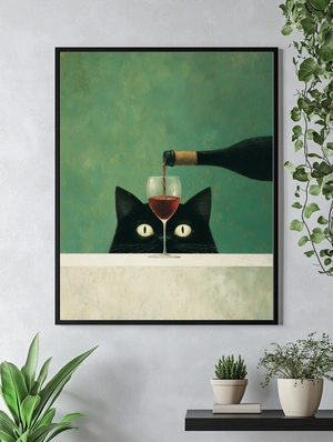 Кот с бокалом красного вина - 5