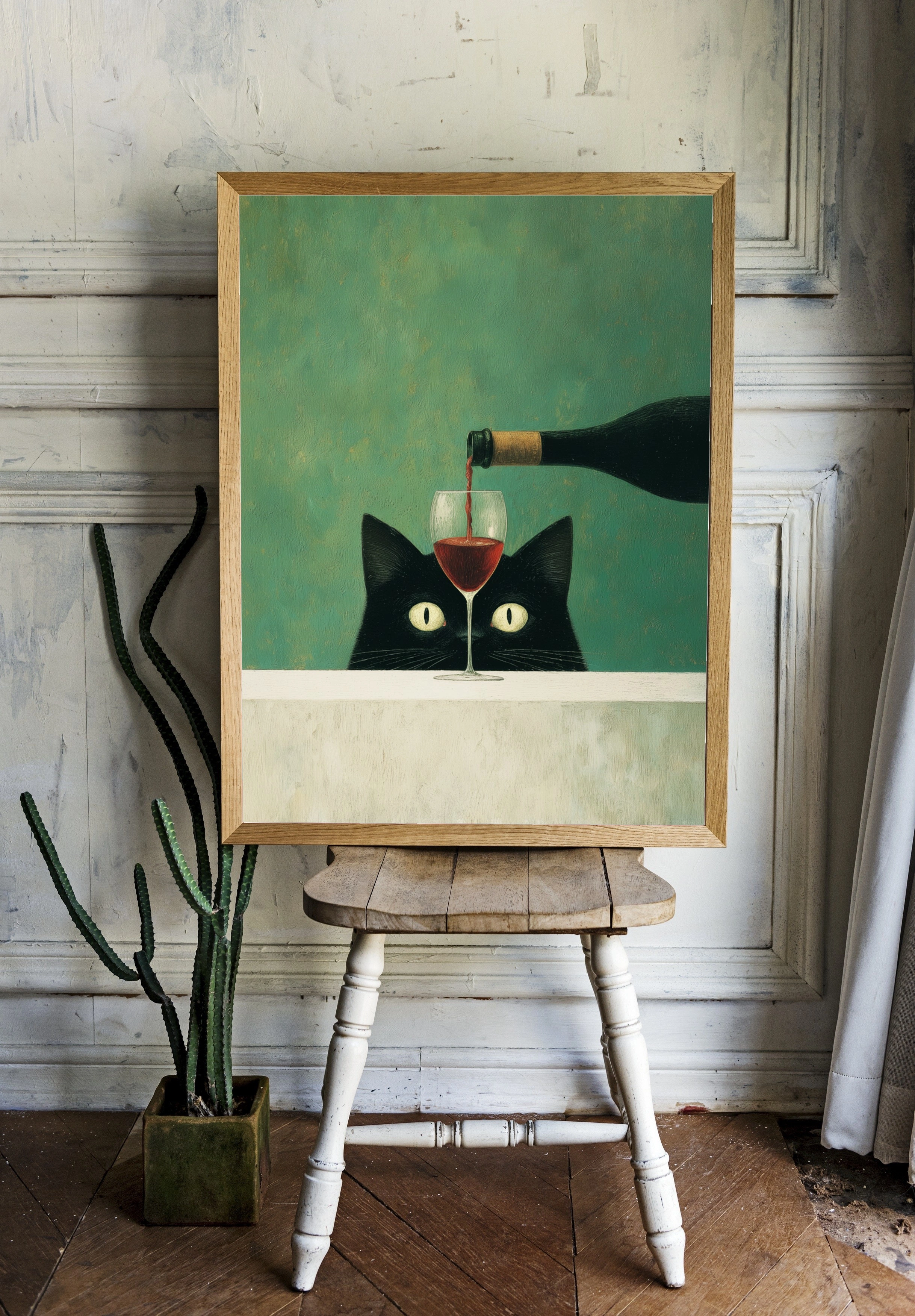 Кот с бокалом красного вина - 2