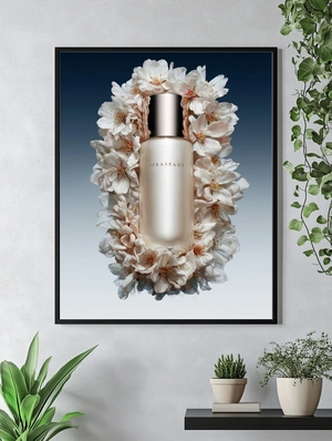 Элегантный флакон парфюма среди цветов - 5