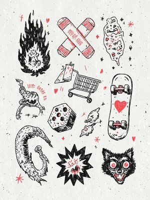 Экспрессивный графический коллаж с элементами уличной культу - 1