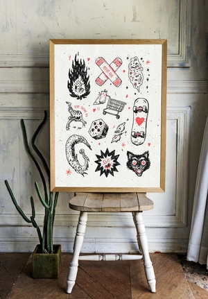 Экспрессивный графический коллаж с элементами уличной культу - 2