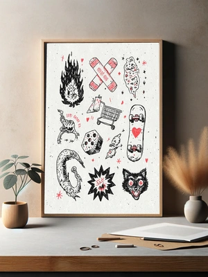 Экспрессивный графический коллаж с элементами уличной культу - 3