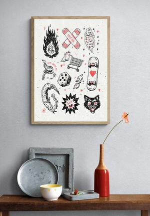 Экспрессивный графический коллаж с элементами уличной культу - 4