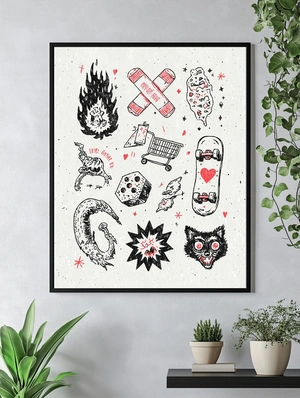 Экспрессивный графический коллаж с элементами уличной культу - 5